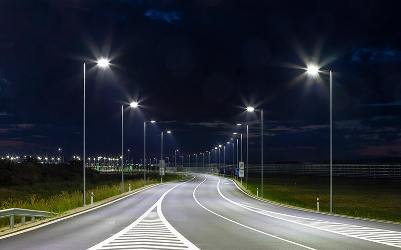 Road lighting along an urban corridor
